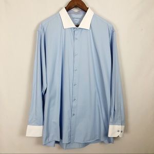 Vitarelli Italy Slim Fit Dress Shirt Button Down Blue Size Neck 18 1/2 and 34/35